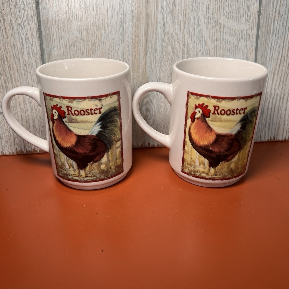 Rooster Coffee Mugs By Bay Island Inc. 10 oz Set of 2‎